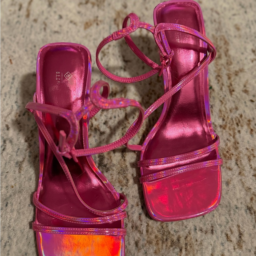 Call It Spring Iridescent Pink Strappy Heels